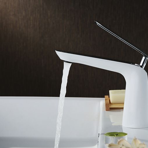 Смеситель для раковины Lemark Melange LM4906CW, однорычажный, белый/хром фото