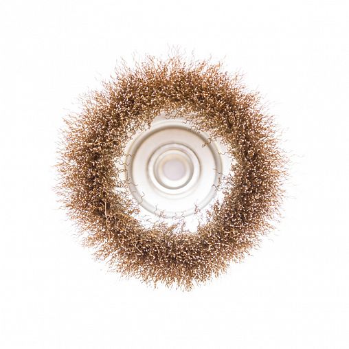 Щетка для УШМ Beorol, чашка, 100 мм, М14, латунированная гофрированная проволока фото