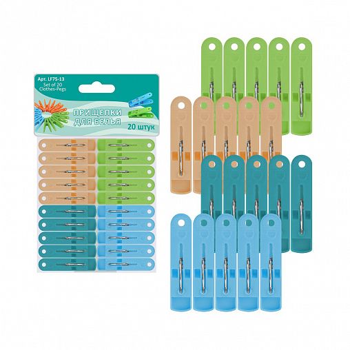 Прищепки для белья Мультидом LF75-13, 20 шт фото