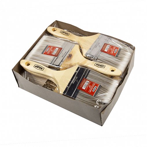 Кисть плоская Кедр Эксперт №4, искусственная щетина, деревянная ручка, 100 мм фото