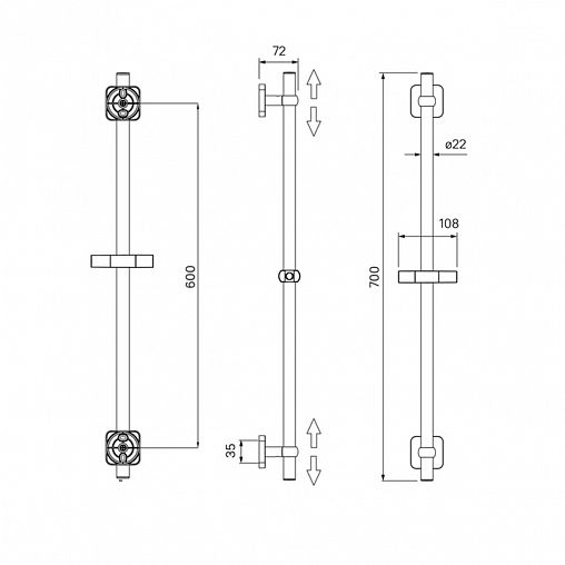 Штанга для душа IDDIS Bild, хром фото