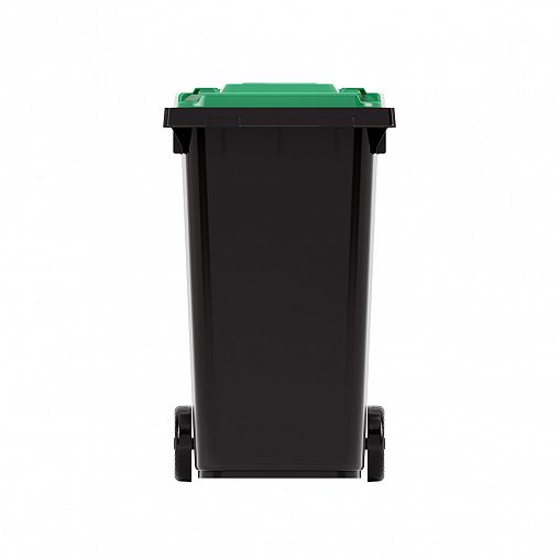 Бак для мусора Альтернатива, на колесах, 240 л, черно-зеленый фото