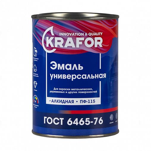 Эмаль ПФ-115 универсальная Krafor, алкидная, глянцевая, 0,8 кг, бежевая фото