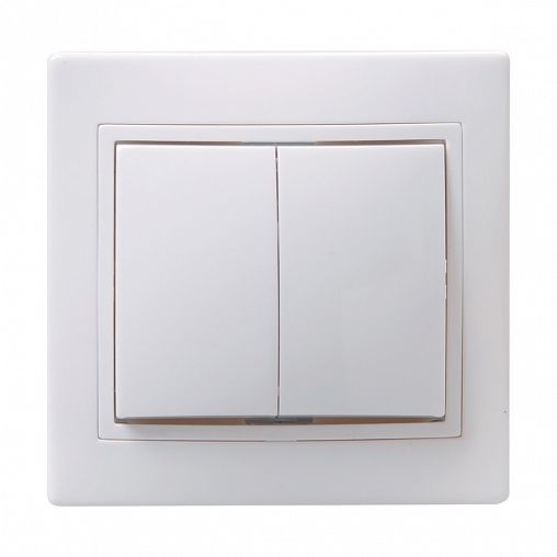 Выключатель двухклавишный встраиваемый IEK Кварта ВС10-2-0-КБ, керамика, 10 А, белый фото