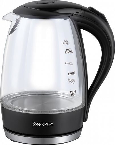 Стеклянный чайник электрический Energy E-262, 1,7 л, пластик черный фото