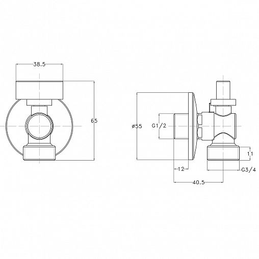 Кран шаровой угловой Fashun A216, наружная-наружная резьба 1/2" x 3/4", бабочка фото