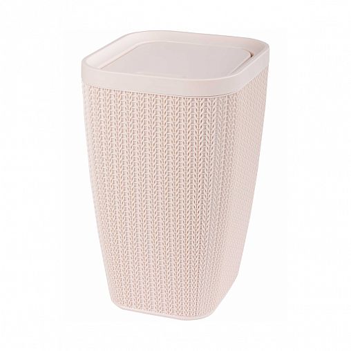 Контейнер для мусора Альтернатива Вязаное плетение, с плавающей крышкой, 10 л, бежевый фото