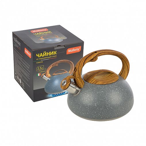 Чайник со свистком Mallony Foresta, нержавеющая сталь, 2,5 л фото