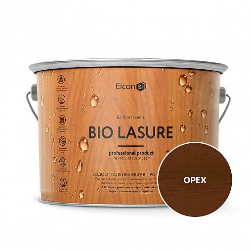 Пропитка для дерева водоотталкивающая Elcon Bio Lasure, 9 л, орех фото
