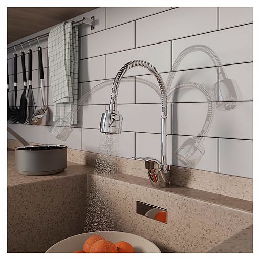 Смеситель для кухни Milardo Meal, с гибким изливом, глянцевый хром фото