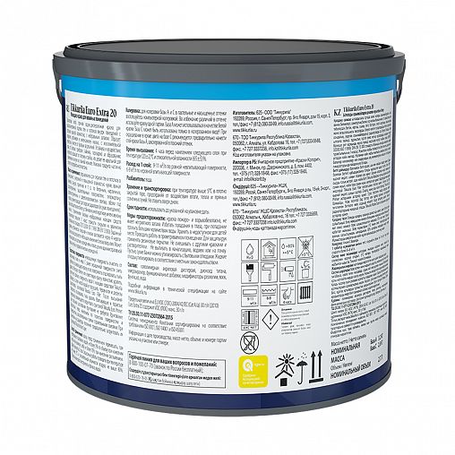 Краска Tikkurila Euro Extra 20 (Евро Экстра 20), 2,7 л, бесцветный, база С фото