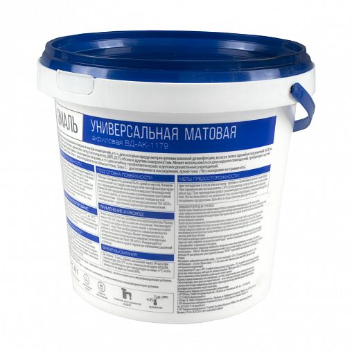 Эмаль универсальная VGT ВД-АК-1179, матовая, база A, супербелая, 1,5 кг фото