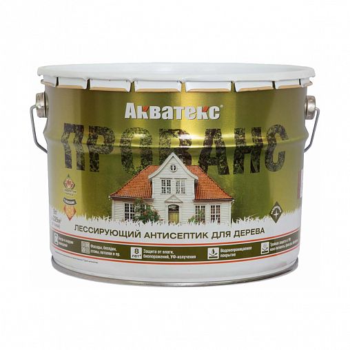 Антисептик для дерева Акватекс Прованс, лессирующий, полуматовый, 9 л, белый фото