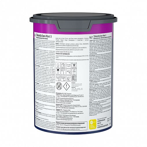 Краска интерьерная Tikkurila Euro Matt 3 (Евро Мат 3), 0,9 л, белый, база А фото