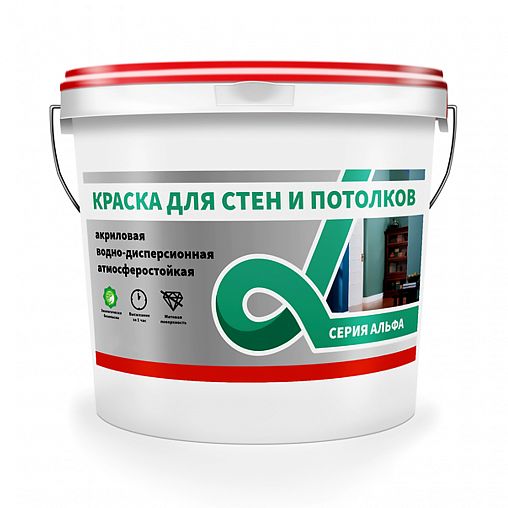 Краска для стен и потолков водно-дисперсионная Alfavit серия Альфа, супербелая, 6,5 кг фото