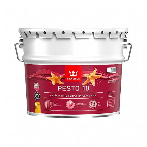 Эмаль алкидная стойкая матовая Pesto 10 (Песто 10) TIKKURILA 9 л бесцветная (база С) фото