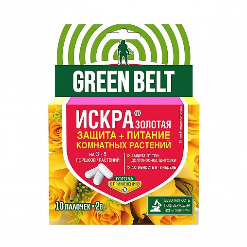 Удобрение-палочки Green Belt Искра золотая для комнатных растений, с защитным эффектом, 10 шт фото