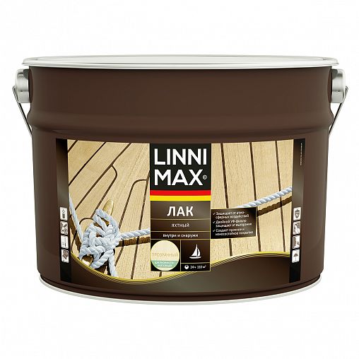 Лак яхтный Linnimax, алкидно-уретановый, шелковисто-матовый, 9 л фото