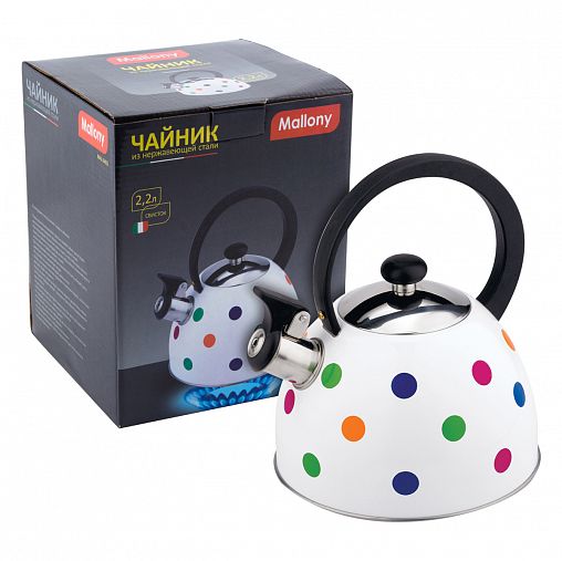 Чайник со свистком Mallony MAL-0403, нержавеющая сталь, 2,2 л фото