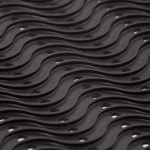 Коврик придверный SunStep Волна, резиновый, 60 x 90 см, черный фото