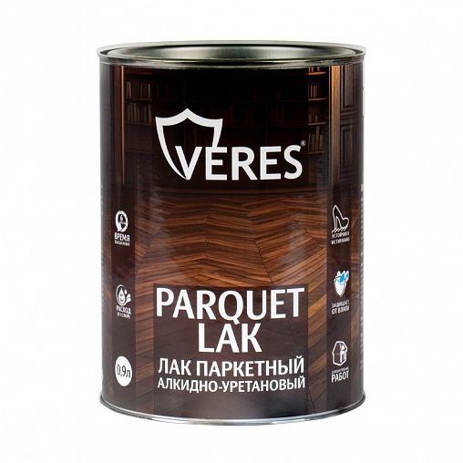 Лак паркетный Veres, алкидно-уретановый, глянцевый, 0,9 л фото