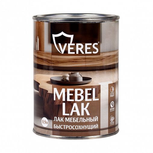 Лак мебельный Veres, быстросохнущий, акриловый, матовый, 0,9 л фото