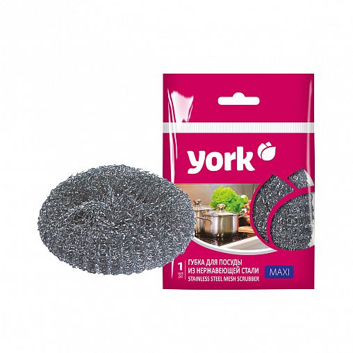 Мочалка для посуды York Макси, металлическая, сетка, 10 см фото