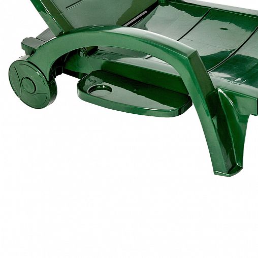 Шезлонг пластиковый складной на колесах  Стандарт Пластик 186 x 76,5 x 89 см темно-зеленый фото