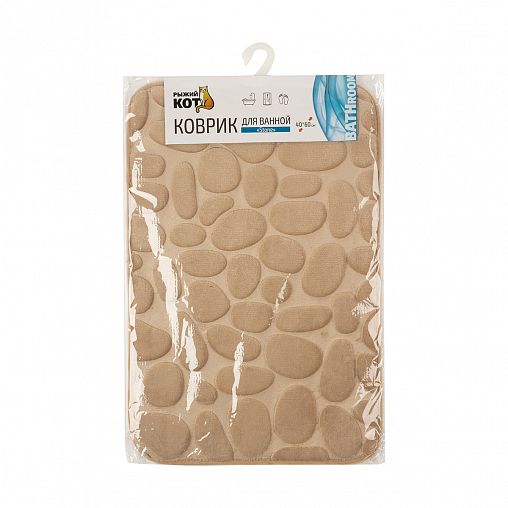Коврик для ванной Рыжий кот Stone, 40 x 60 см, бежевый фото