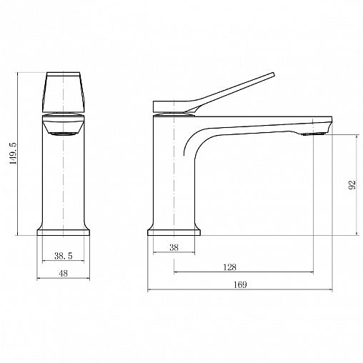 Смеситель для раковины с коротким изливом Fashun A1086, хром фото
