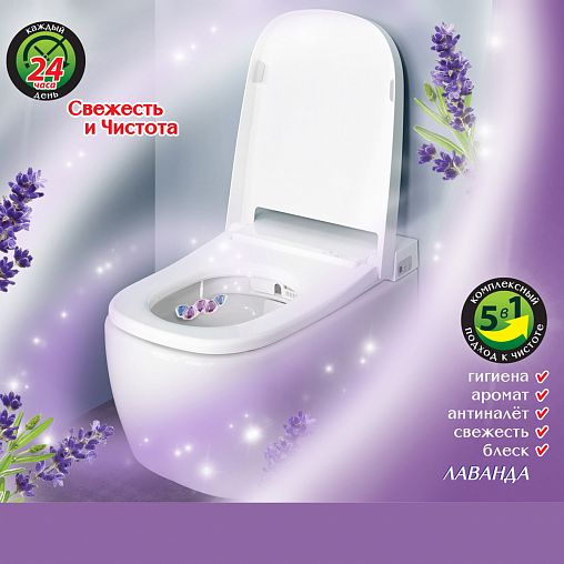 Подвесной блок для унитаза Master Fresh Duo effect 5 в 1, лаванда фото