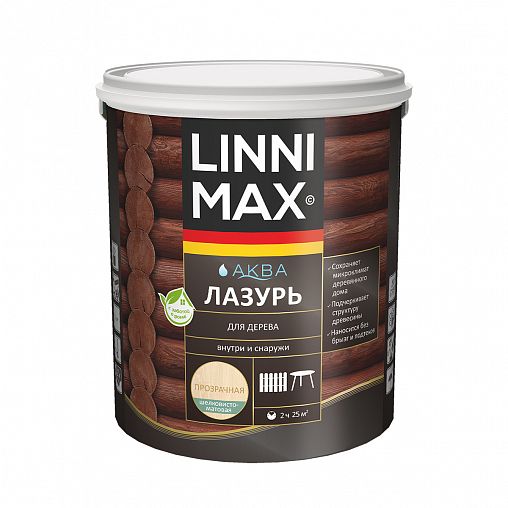 Защитная лазурь для дерева Linnimax Аква, 2,5 л, бесцветная фото