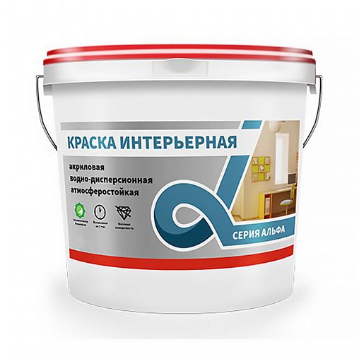 Краска интерьерная водно-дисперсионная Alfavit серия Альфа, супербелая, 6,5 кг фото