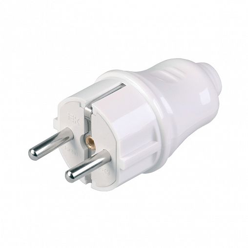 Вилка прямая разборная IEK ВПп10-01-Ст, с заземлением, 16 А, белая фото