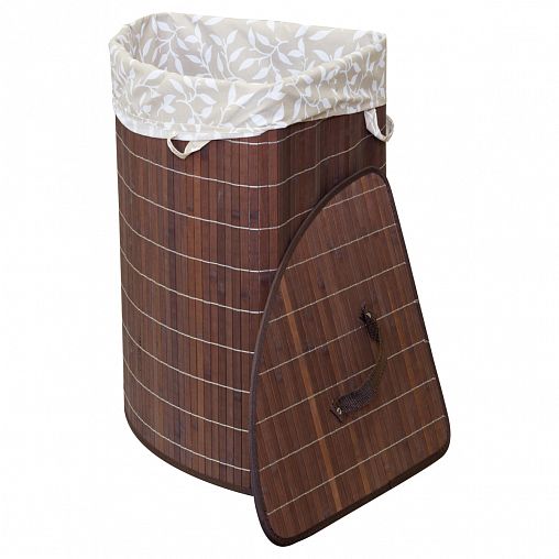 Корзина для белья угловая Рыжий кот BLB-07-D, 35 x 35 x 50 см, бамбук темный фото