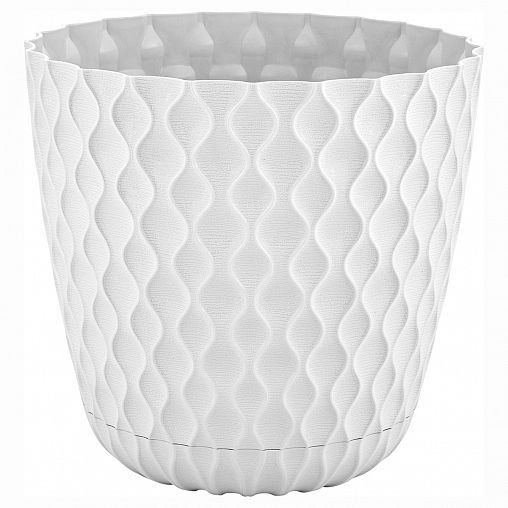Горшок для цветов InGreen Wave, с поддоном, 4,7 л, белоснежный жасмин фото
