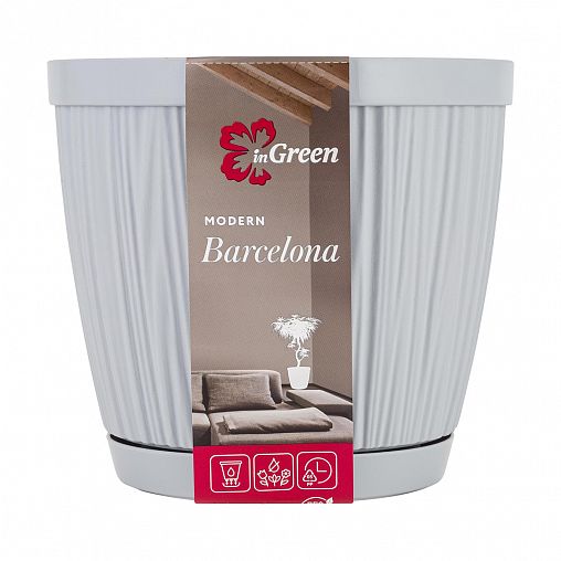 Горшок для цветов InGreen Barcelona, 1,8 л, утренний туман фото
