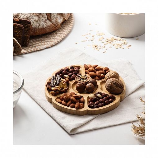 Менажница Доляна Соты, бамбуковая, 7 секций, d 19 см фото