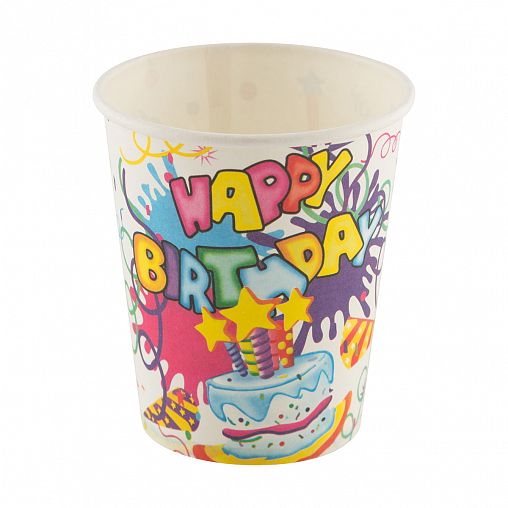 Набор одноразовых бумажных стаканов Волшебная страна Happy Birthday, 6 шт фото