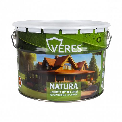 Декоративная пропитка для дерева Veres Natura, полуматовая, 9 л, орегон фото