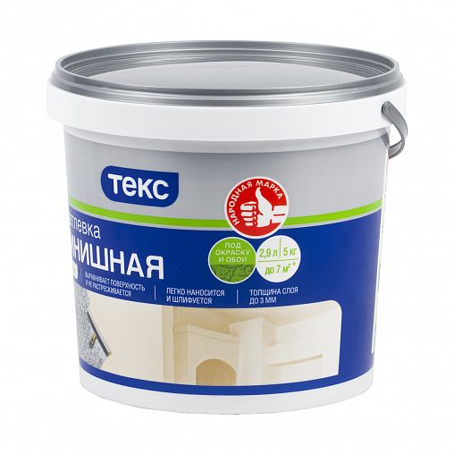 Шпатлевка финишная Текс Профи, белая, 5 кг фото