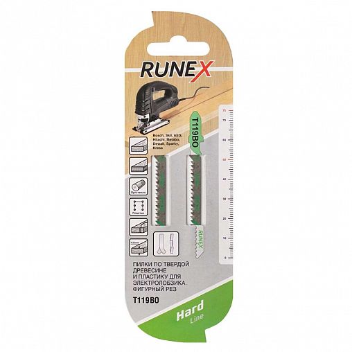 Пилки для электролобзика по дереву и пластику Runex T119BO, фигурный рез, 75 мм, 2 шт фото
