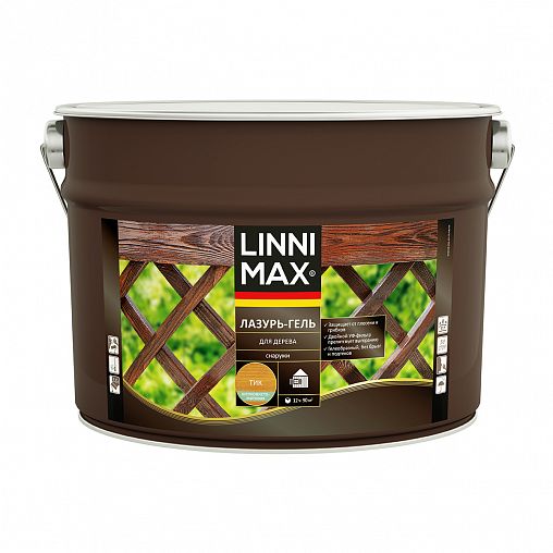 Защитная лазурь-гель для дерева Linnimax, 9 л, тик фото