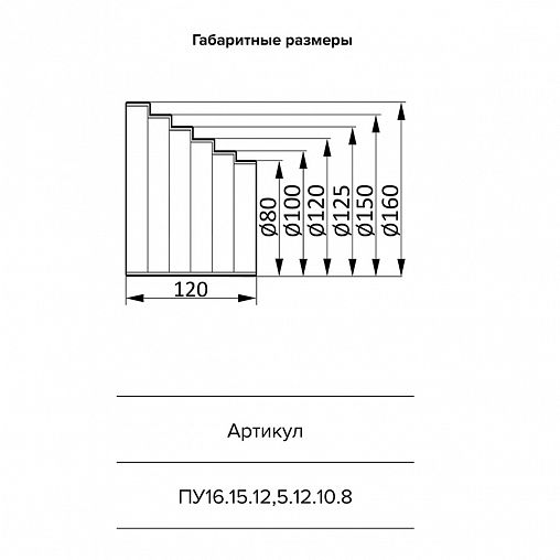 Соединитель круглых воздуховодов Era ПУ15.12.10.8, пластик, d 150/125/100/80 мм фото