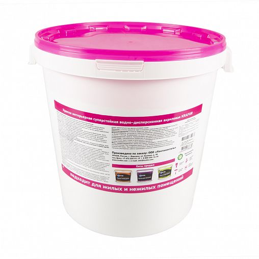 Краска водно-дисперсионная интерьерная суперстойкая Krafor, 40 кг, белая фото