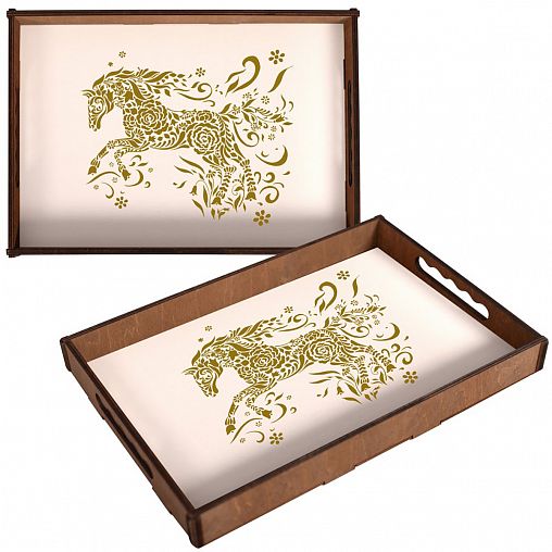 Поднос Мультидом Спирит, деревянный, 35 x 25 x 4 см фото