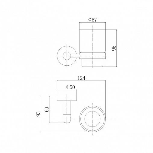 Стакан для зубных щеток Fashun A51506, с настенным держателем, стекло/металл, сатин фото