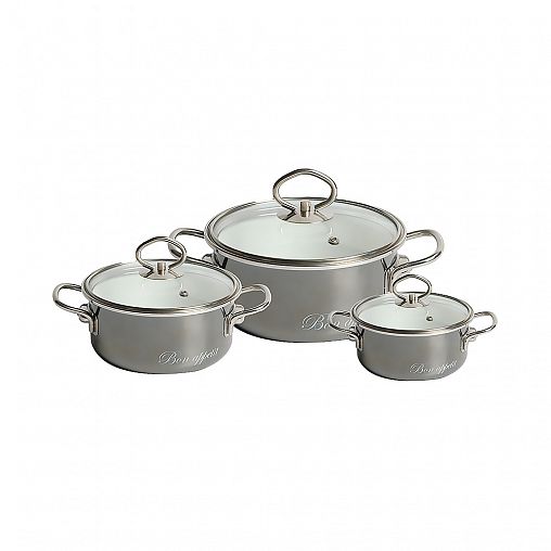 Набор эмалированных кастрюль Vitross Bon appetit, 6 предметов, мокрый асфальт фото