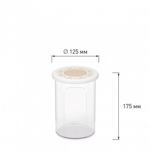 Емкость для сыпучих продуктов Альтернатива Эстетика, круглая, 1,4 л, бело-бежевая фото