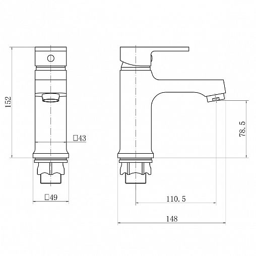 Смеситель для раковины с коротким изливом PLStart PD10031-7, черный фото